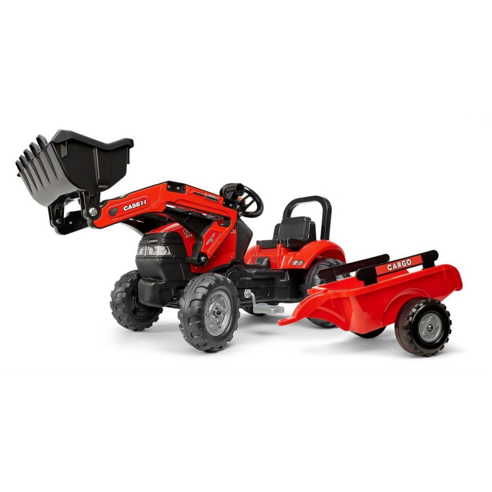 Детский трактор на педалях Falk 961AM CASE IH MAXXUM с прицепом и передним ковшом