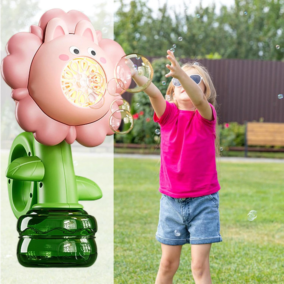 Мыльные пузыри Flower Bubble Machine Bambi BJC-5A(Bunny-Pink) со светом