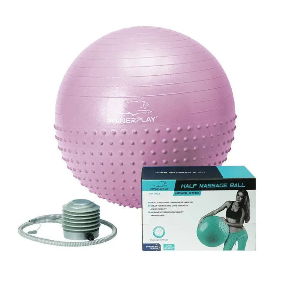М'яч для фітнесу PowerPlay PP_4003_65cm_Violet, Ліловий, насос