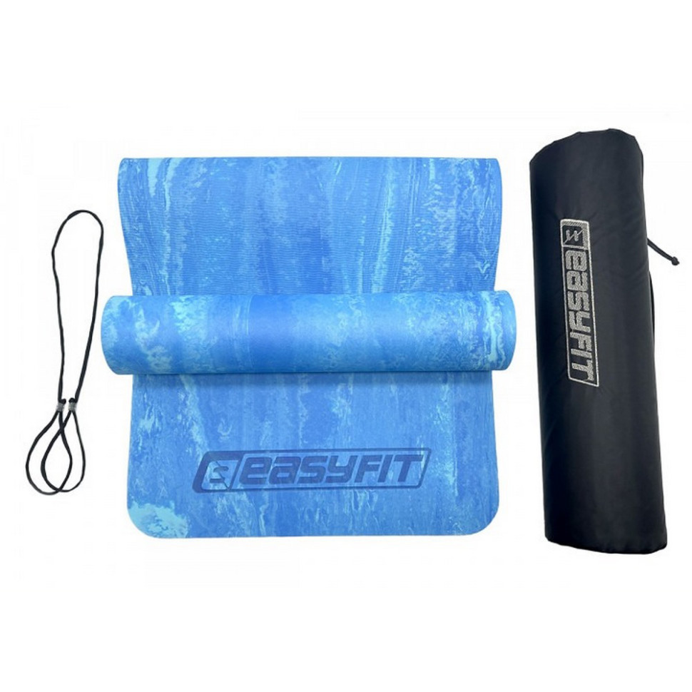 Килимок для йоги та фітнесу PER Premium Mat EasyFit EF-1930-1-E-Bl 8 мм, синій + Чохол