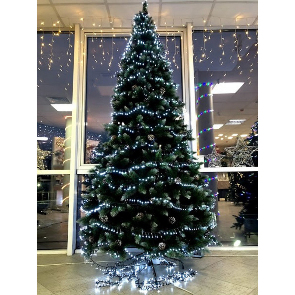 Сосна Pittsburgh Triumph Tree 8718861280357, 2,15 м. зелена з ефектом покриття інеєм і шишками