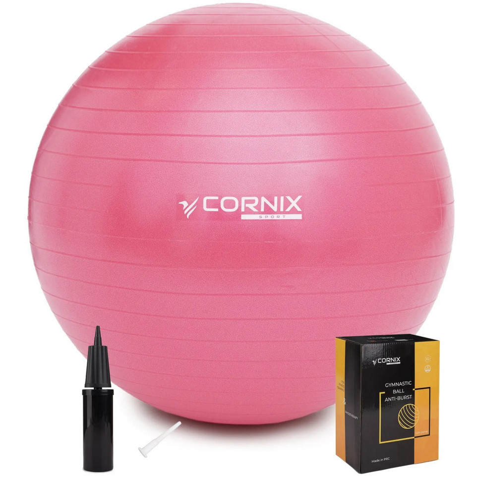 М'яч для фітнесу (фітбол) Cornix XR-0024 Pink 75 см, Anti-Burst 