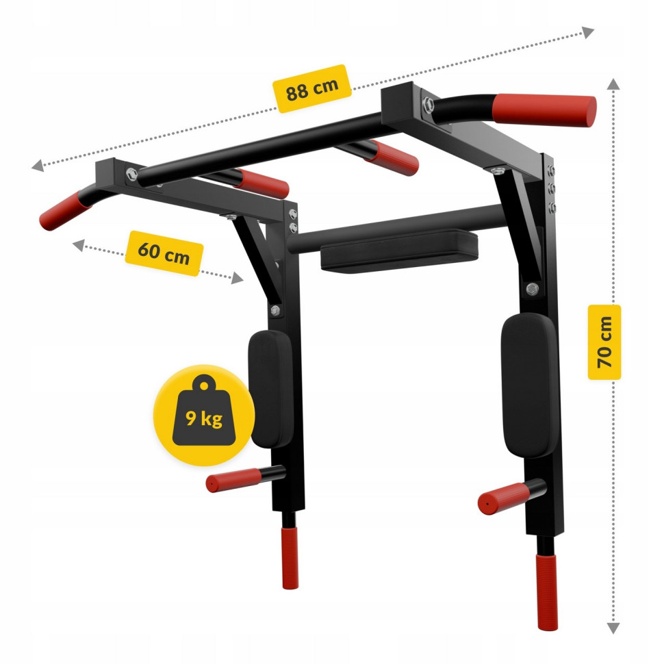 Турник-брусья навесной 2 в 1 4FIZJO P-5905973402644 Black  80 х 70 х 60 см