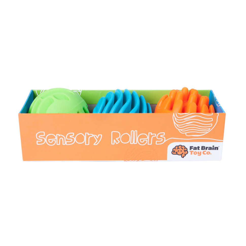 Прорізувач-брязкальце Sensory Rollers Fat Brain Toys FA161-1 Сенсорні кулі 3 шт