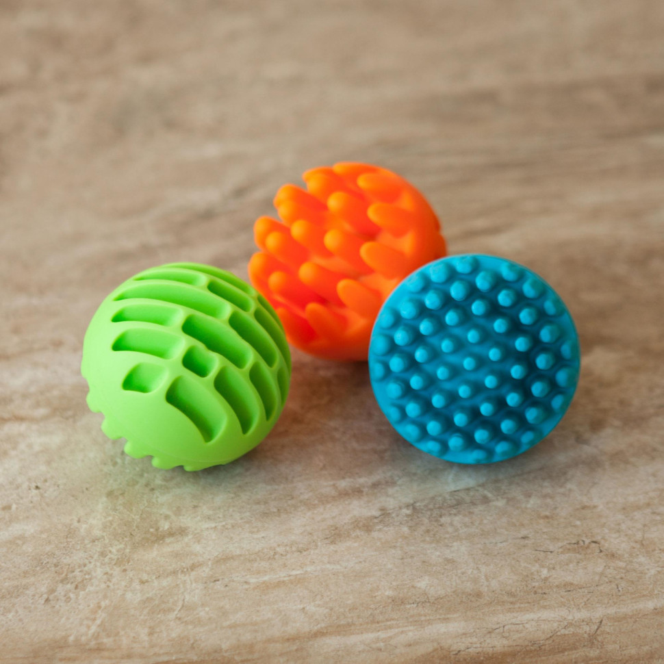 Прорізувач-брязкальце Sensory Rollers Fat Brain Toys FA161-1 Сенсорні кулі 3 шт