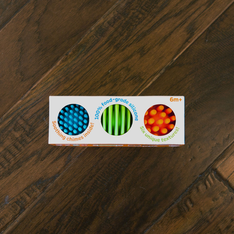 Прорізувач-брязкальце Sensory Rollers Fat Brain Toys FA161-1 Сенсорні кулі 3 шт