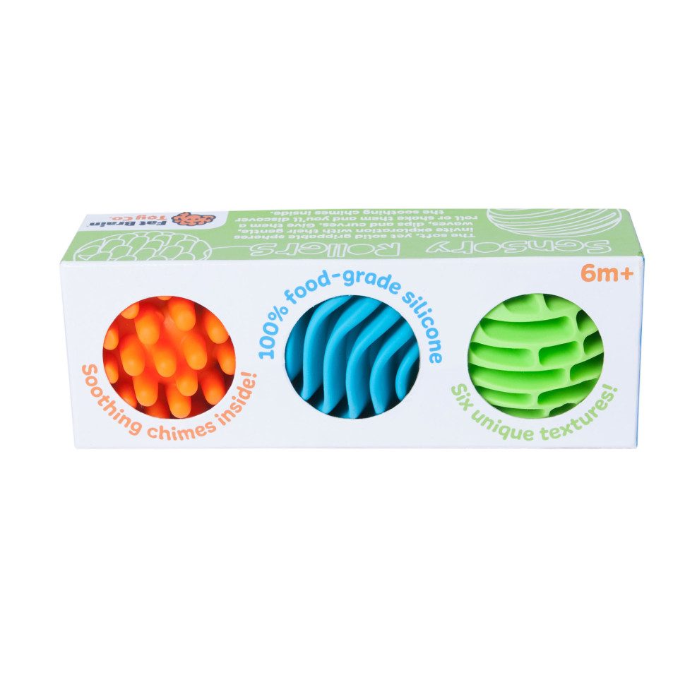 Прорізувач-брязкальце Sensory Rollers Fat Brain Toys FA161-1 Сенсорні кулі 3 шт