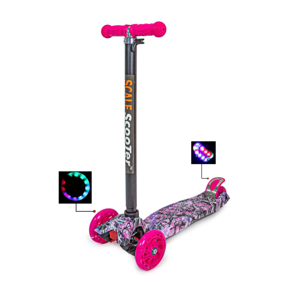 Детский четырехколесный самокат MAXI Bambi 1303333944 Pink Forest с подсветкой