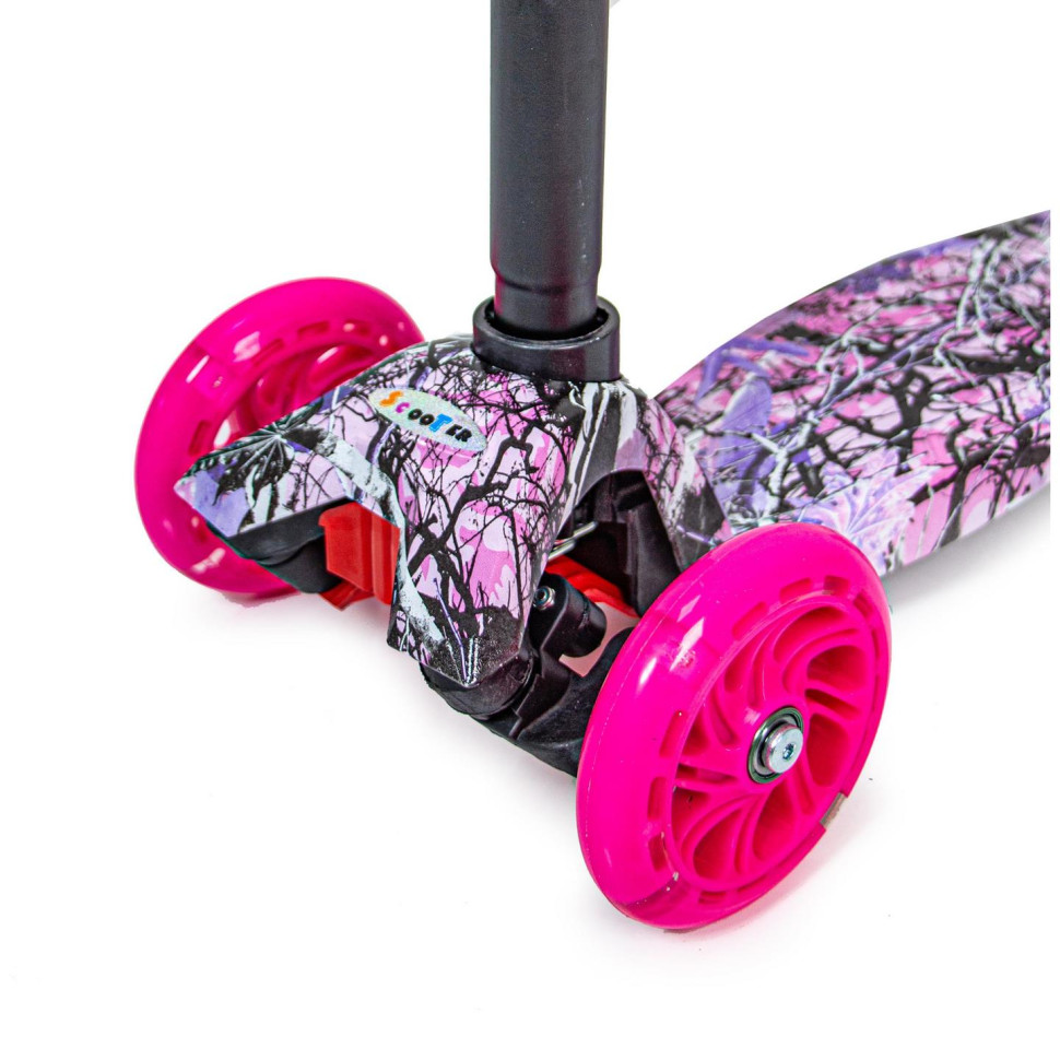 Детский четырехколесный самокат MAXI Bambi 1303333944 Pink Forest с подсветкой