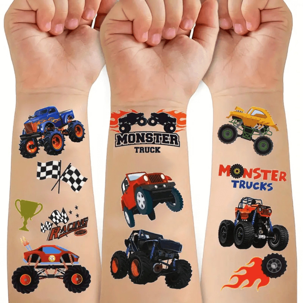 Набор детских временных тату «Колеса-монстры» Fresh Tattoo set-10-kids-tatto-cars