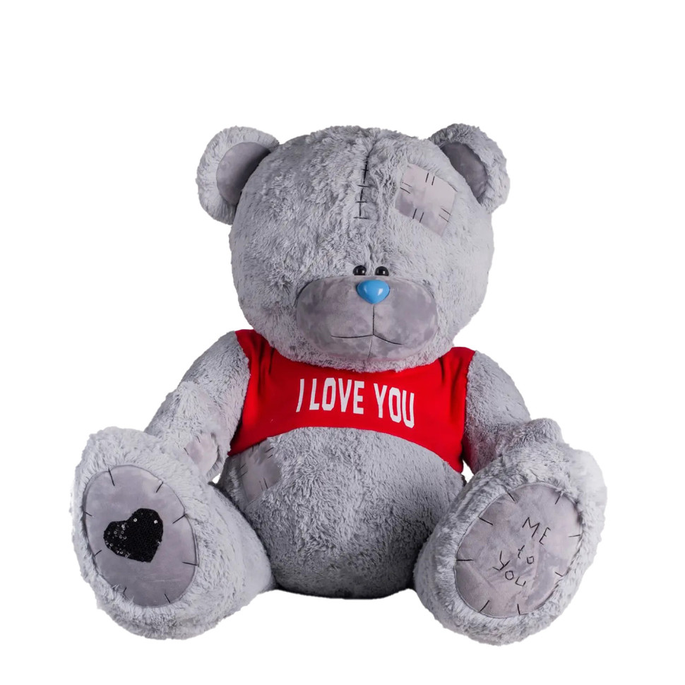 Ведмедик плюшевий Me To You Yarokuz YK0118 з латками у футболці 160 см