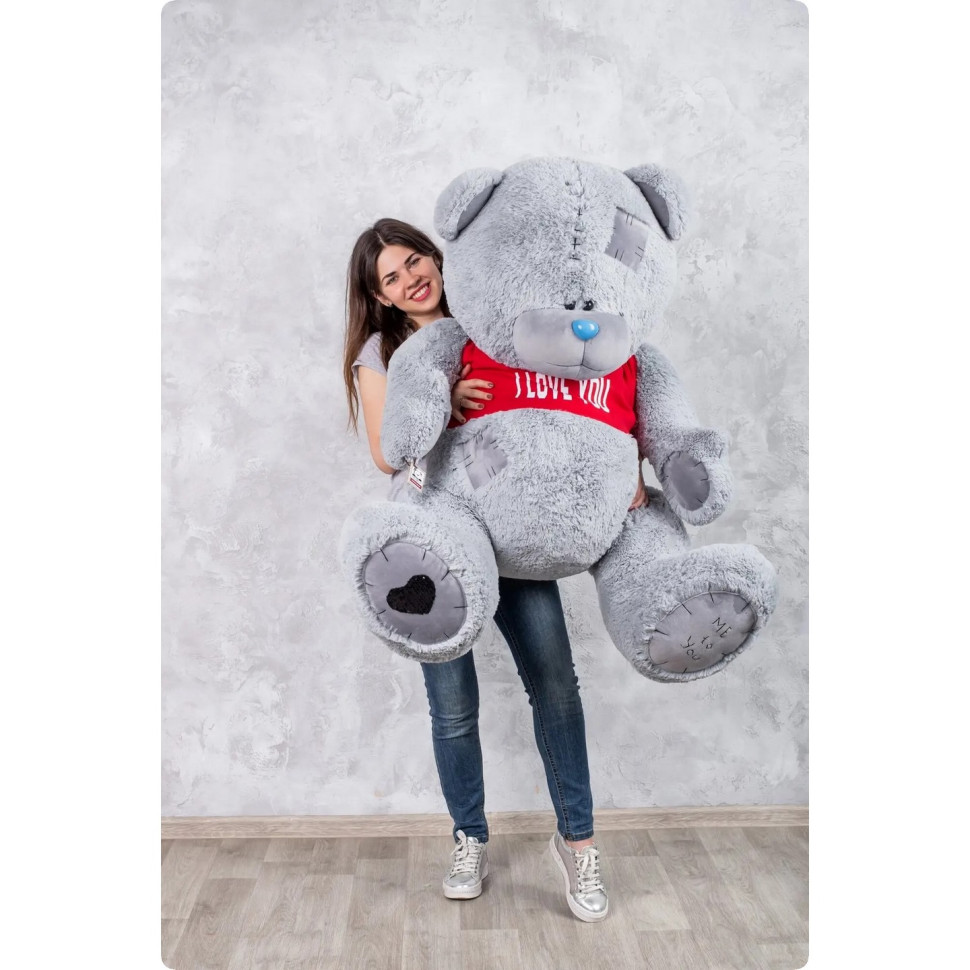 Ведмедик плюшевий Me To You Yarokuz YK0118 з латками у футболці 160 см