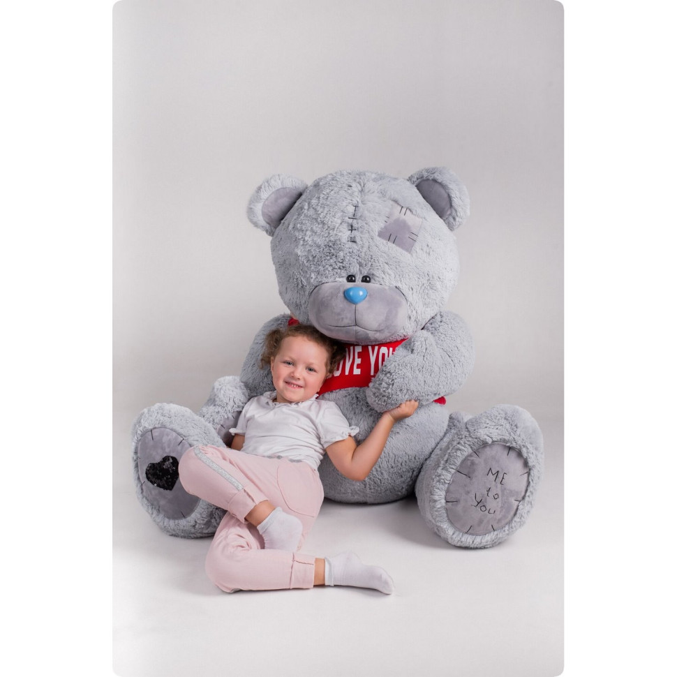 Ведмедик плюшевий Me To You Yarokuz YK0118 з латками у футболці 160 см