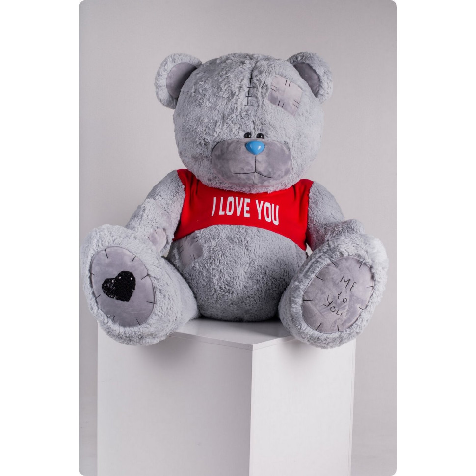 Ведмедик плюшевий Me To You Yarokuz YK0118 з латками у футболці 160 см