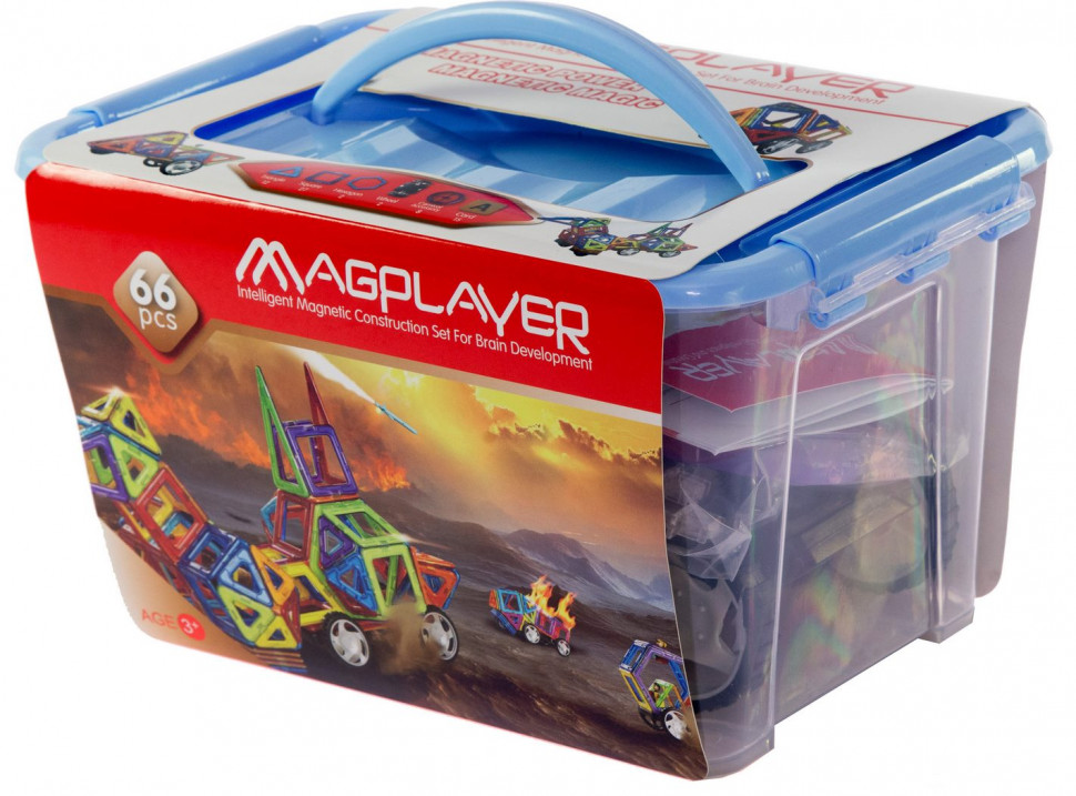 Конструктор Magplayer магнитный набор 66 эл. MPT-66