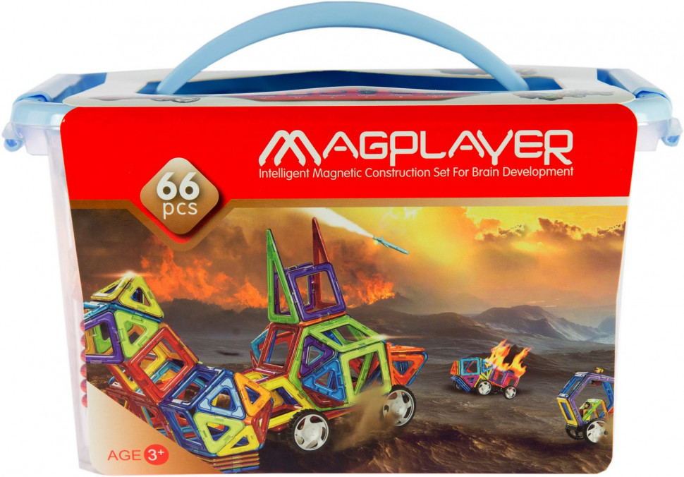 Конструктор Magplayer магнитный набор 66 эл. MPT-66