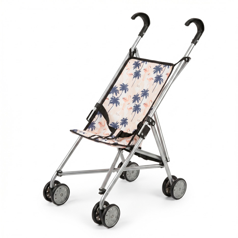 Коляска для кукол Пальмы и фламинго Bambi 9302 W-20 тросточка