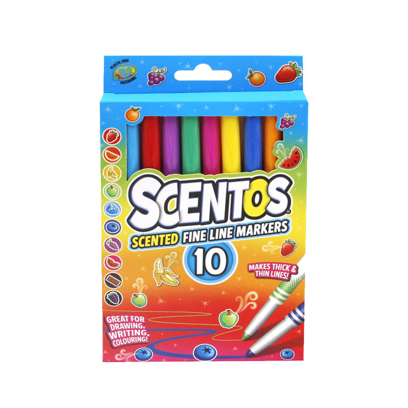 Набір ароматних маркерів з пером для малювання Scentos 40720, 10 кольорів