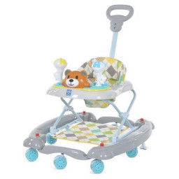 Ходунки Bambi M 3656A-S-4 ведмедик, музика, стопор, силік.колеса 8шт, сірий