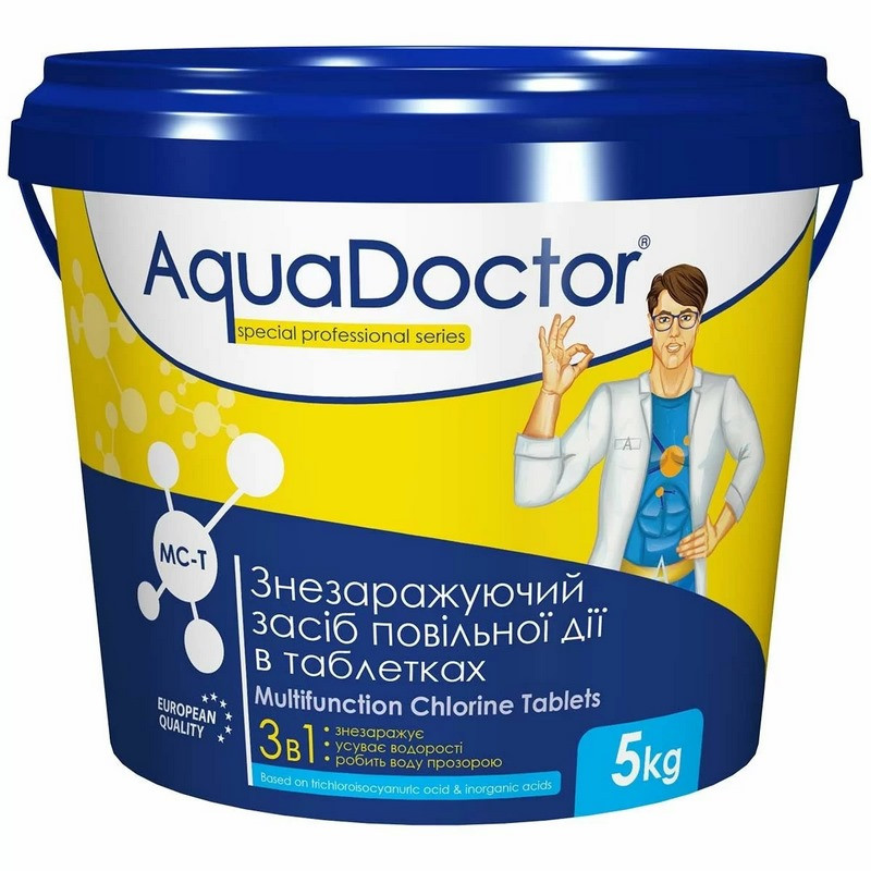 Знезаражуючий засіб повільної дії в таблетках MC-T AquaDoctor 24569AD 1 кг (таблетки по 20 г)