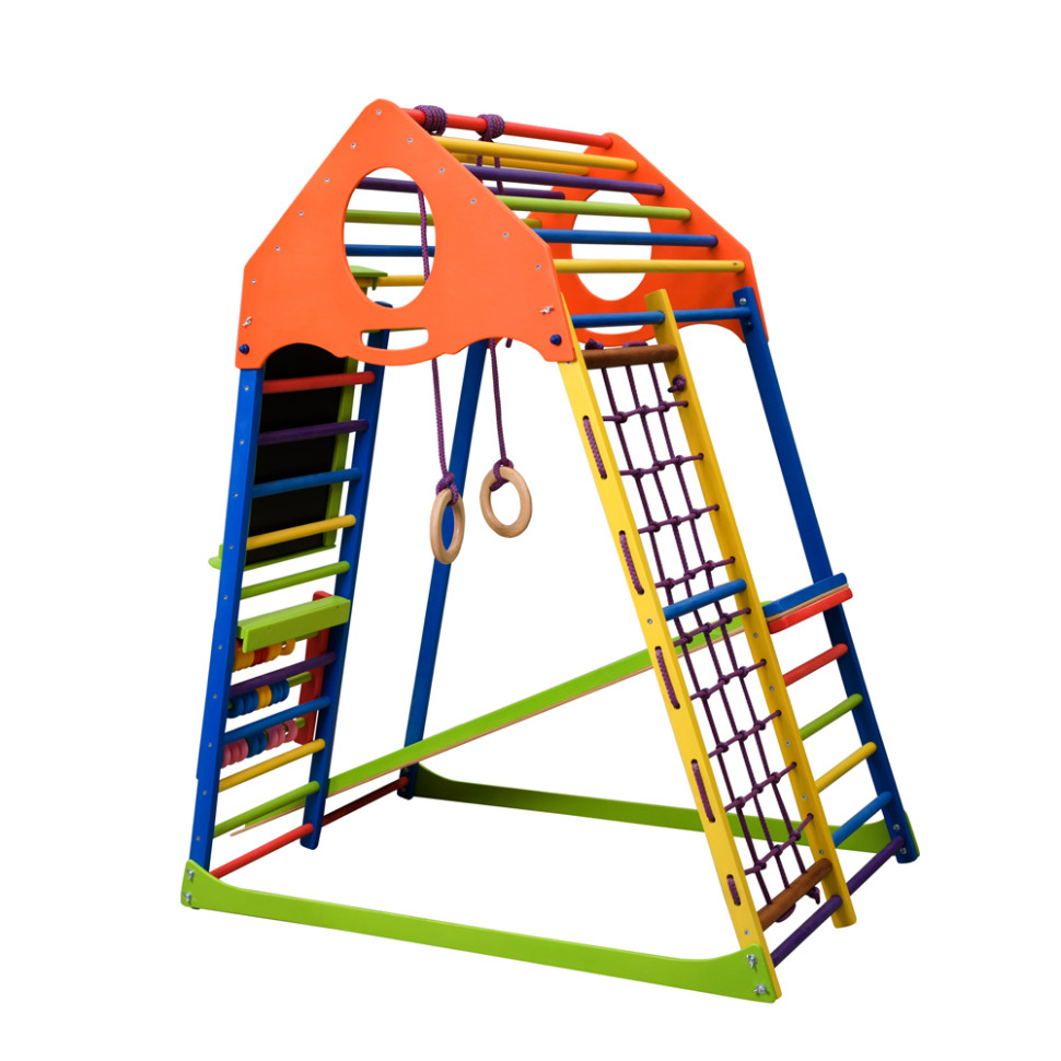Дитячий спортивний комплекс SportBaby KindWood Color Plus з кільцями