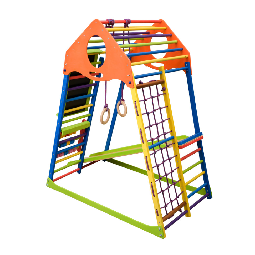 Дитячий спортивний комплекс SportBaby KindWood Color Plus з кільцями