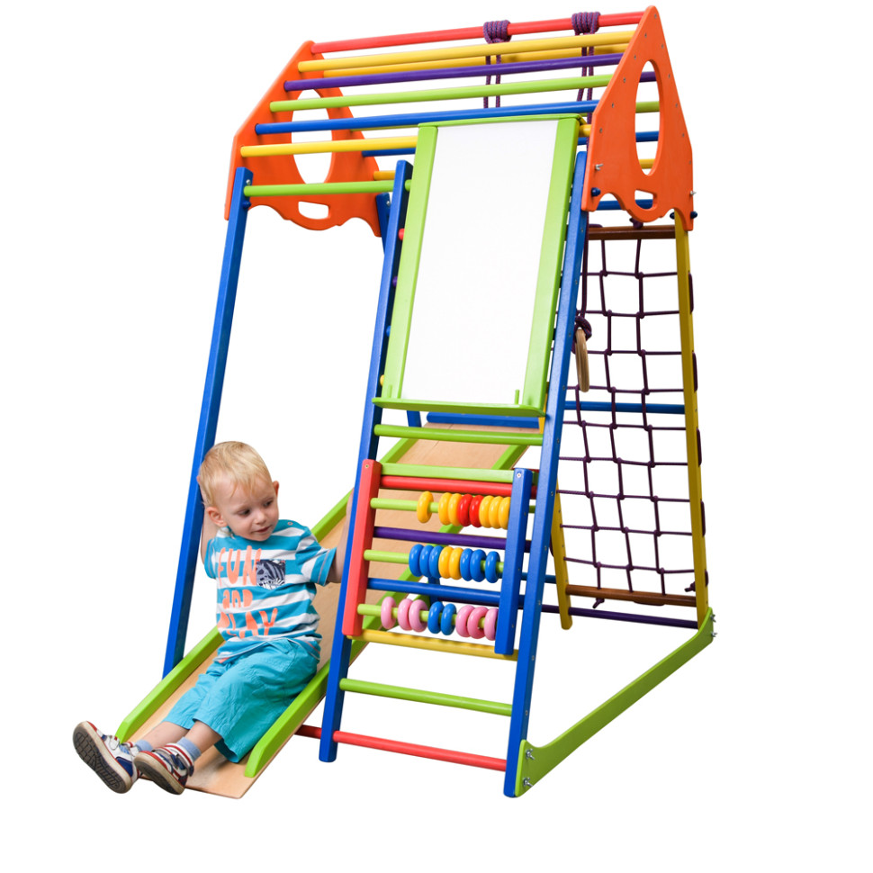 Дитячий спортивний комплекс SportBaby KindWood Color Plus з кільцями