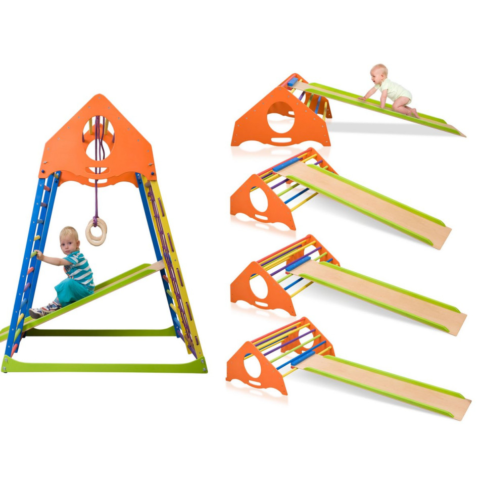 Дитячий спортивний комплекс SportBaby KindWood Color Plus з кільцями