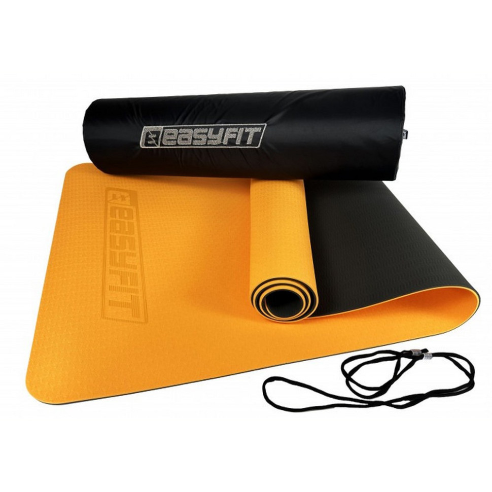 Коврик для йоги и фитнеса EasyFit EF-1924s-ORB 6 мм, двухслойный 