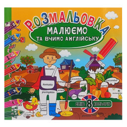 Раскраска "Рисуем и учим английский" Апельсин РМ-61-02, 8 слов-8 цветов