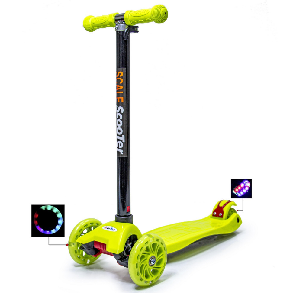 Детский четырехколесный самокат MAXI Bambi 1977338535 Yellow с подсветкой