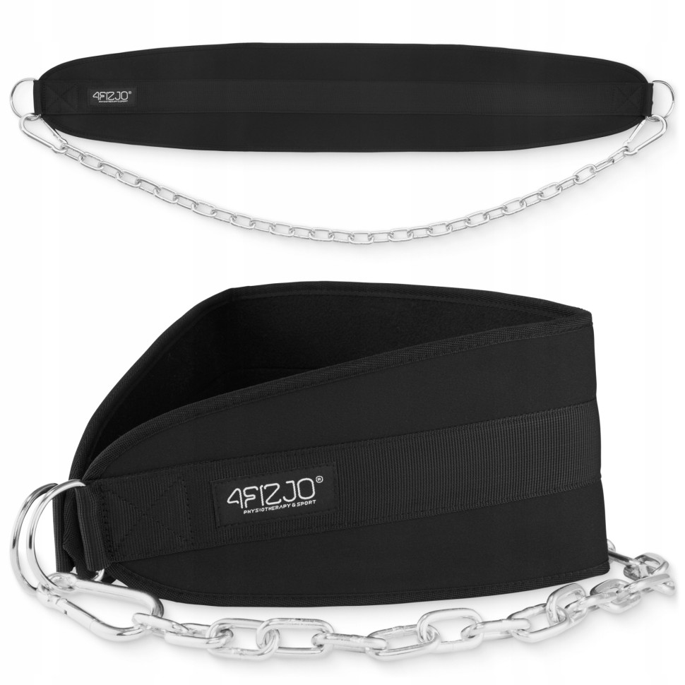 Пояс атлетический Dip Belt 4FIZJO P-5905973402262, 100 см черный