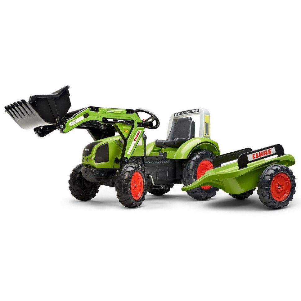 Детский трактор на педалях Falk 1040AM CLAAS ARION с прицепом и передним ковшом