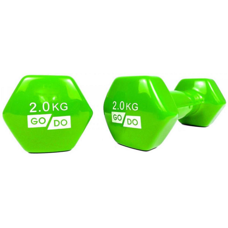 Гантелі для фітнесу з вініловим покриттям GoDo GD-2.0GR 4 кг (пара)