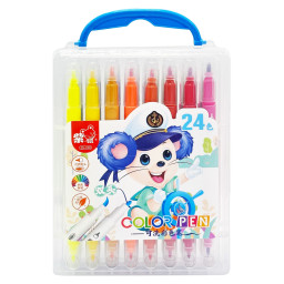 Набор двухсторонних фломастеров Bambi 249-24(Blue) в пластиковом боксе, 24 цвета