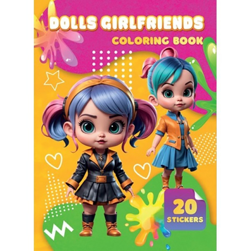 Детская раскраска Dolls Girlfrends Jumbi А06012507, 20 наклеек А4 
