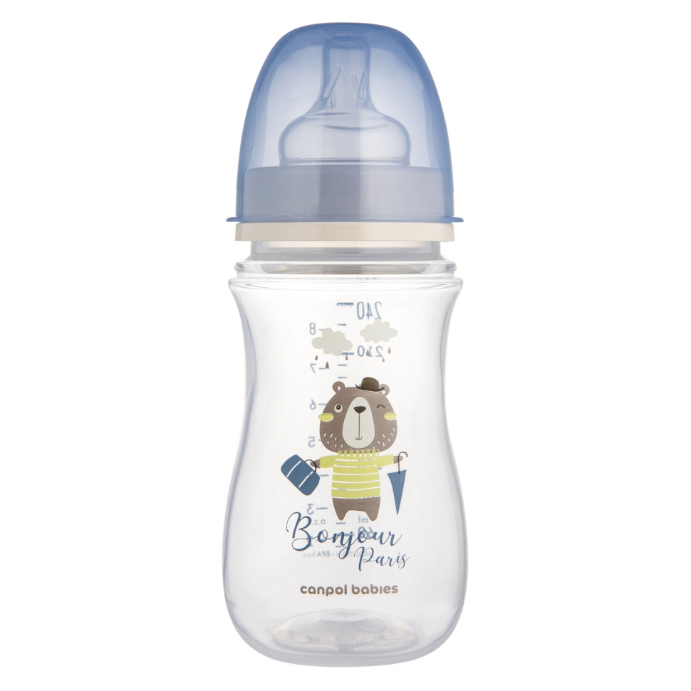 Пляшечка антиколікова з широким отвором Bonjour Paris Canpol babies 35/232_blu 240 мл
