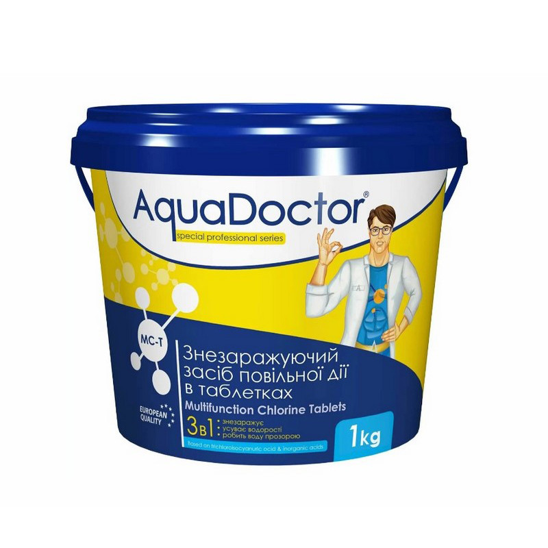 Знезаражуючий засіб повільної дії в таблетках MC-T AquaDoctor 15972AD 1 кг (таблетки по 200 г)