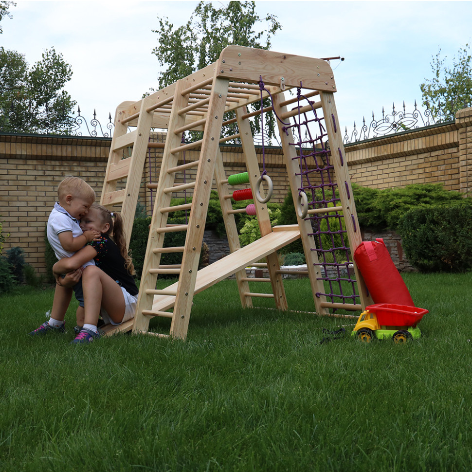 Спортивний комплекс вуличний дитячий SportBaby «Акварелька-outdoor» з грушею