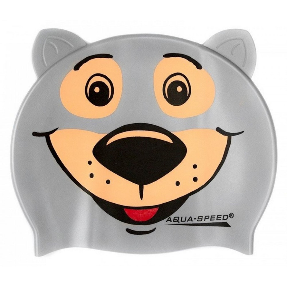 Шапка для плавання ZOO BEAR 5761 Aqua Speed 115-bear, сірий ведмідь, OSFM