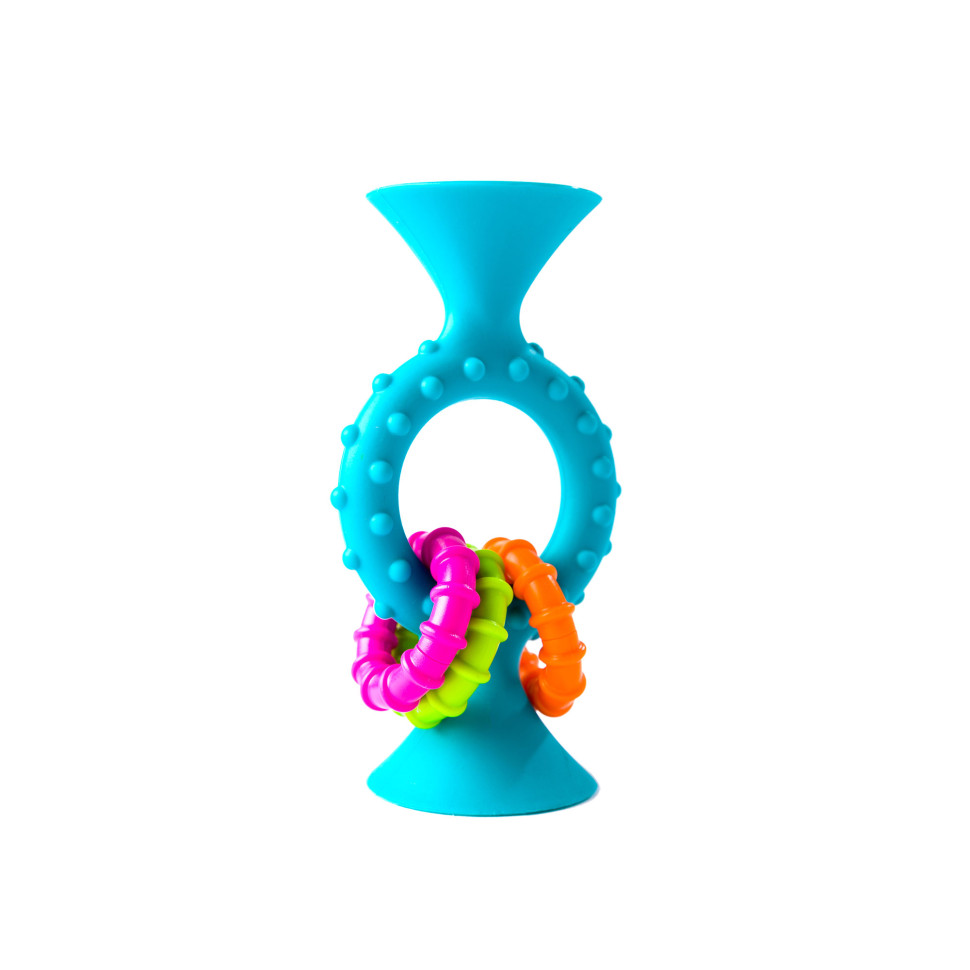 Прорізувач-брязкальце pipSquigz Loops Fat Brain Toys FA165-1 на присосках, помаранчевий