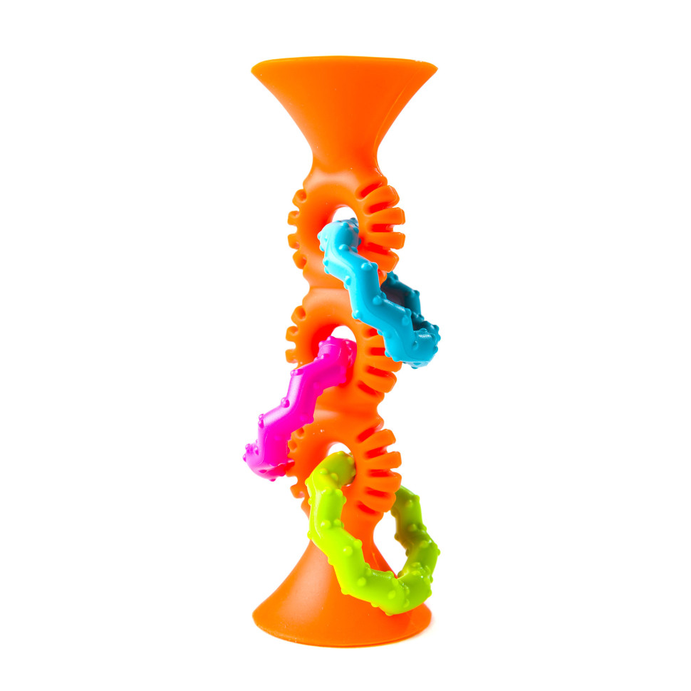 Прорізувач-брязкальце pipSquigz Loops Fat Brain Toys FA165-1 на присосках, помаранчевий