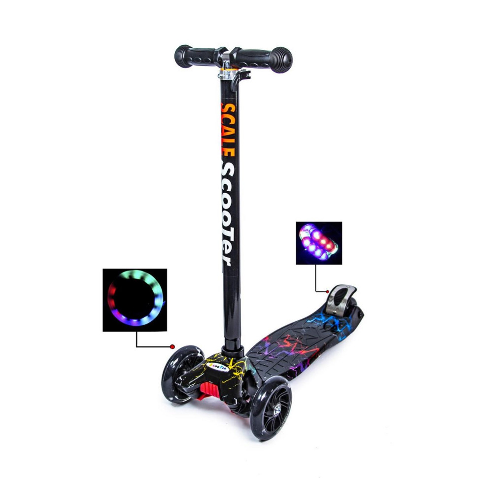 Детский четырехколесный самокат MAXI Bambi 783655605 Молния с подсветкой