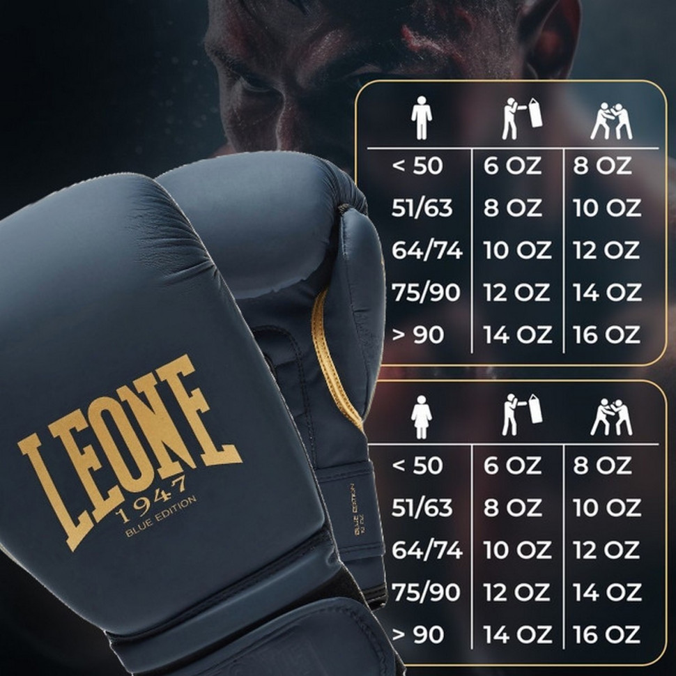 Боксерские перчатки GN059B Leone GN059B_Blue_16oz 16 унций (капа в комплекте)