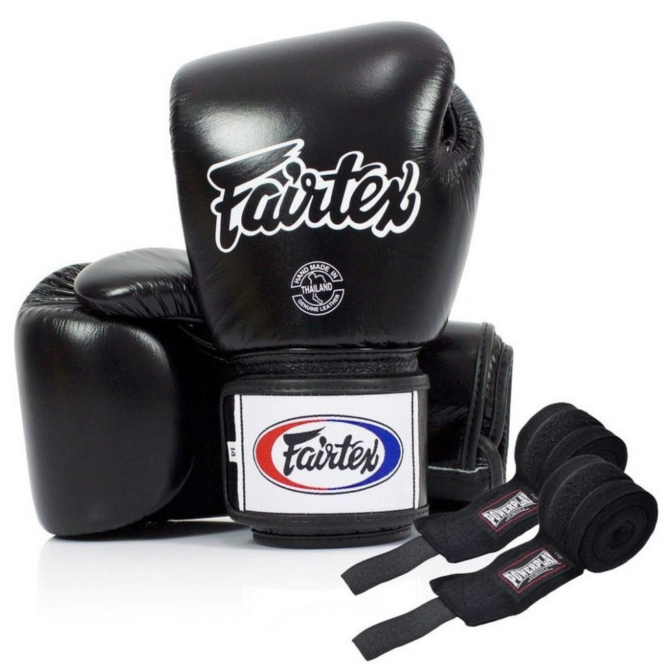 Боксерские перчатки BGV1 Fairtex BGV1_16oz_Black 16 унций (бинты в комплекте)