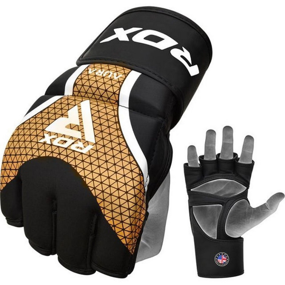 Рукавиці для ММА AURA PLUS T-17 RDX Inc Limited GGR-T17BGL-XL+ Black Golden, XL (капа у комплекті)