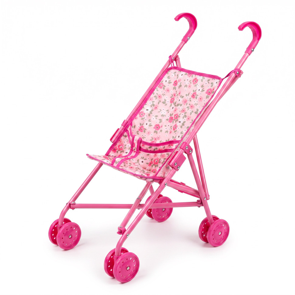 Коляска для кукол Розовый цветочек Bambi 9302 W-22 тросточка