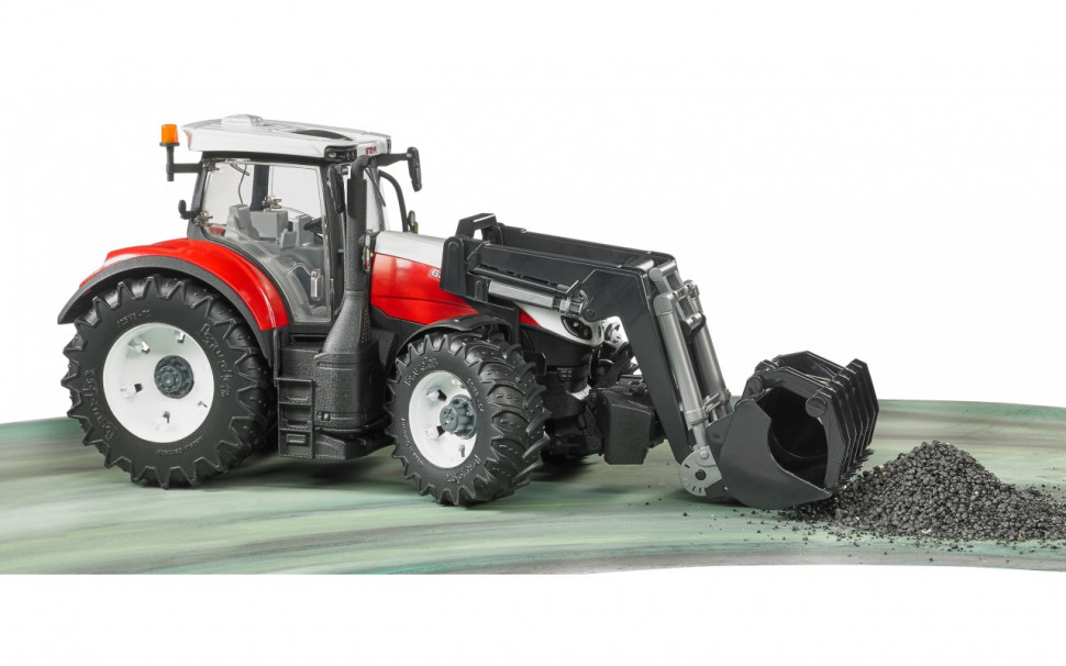 Модельки машинок Трактор Steyr 6300 Terrus з навантажувачем червоно-білий, М1: 16 03 181