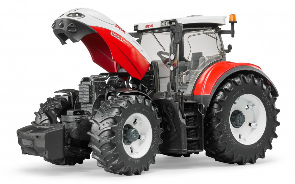Модельки машинок Трактор Steyr 6300 Terrus з навантажувачем червоно-білий, М1: 16 03 181