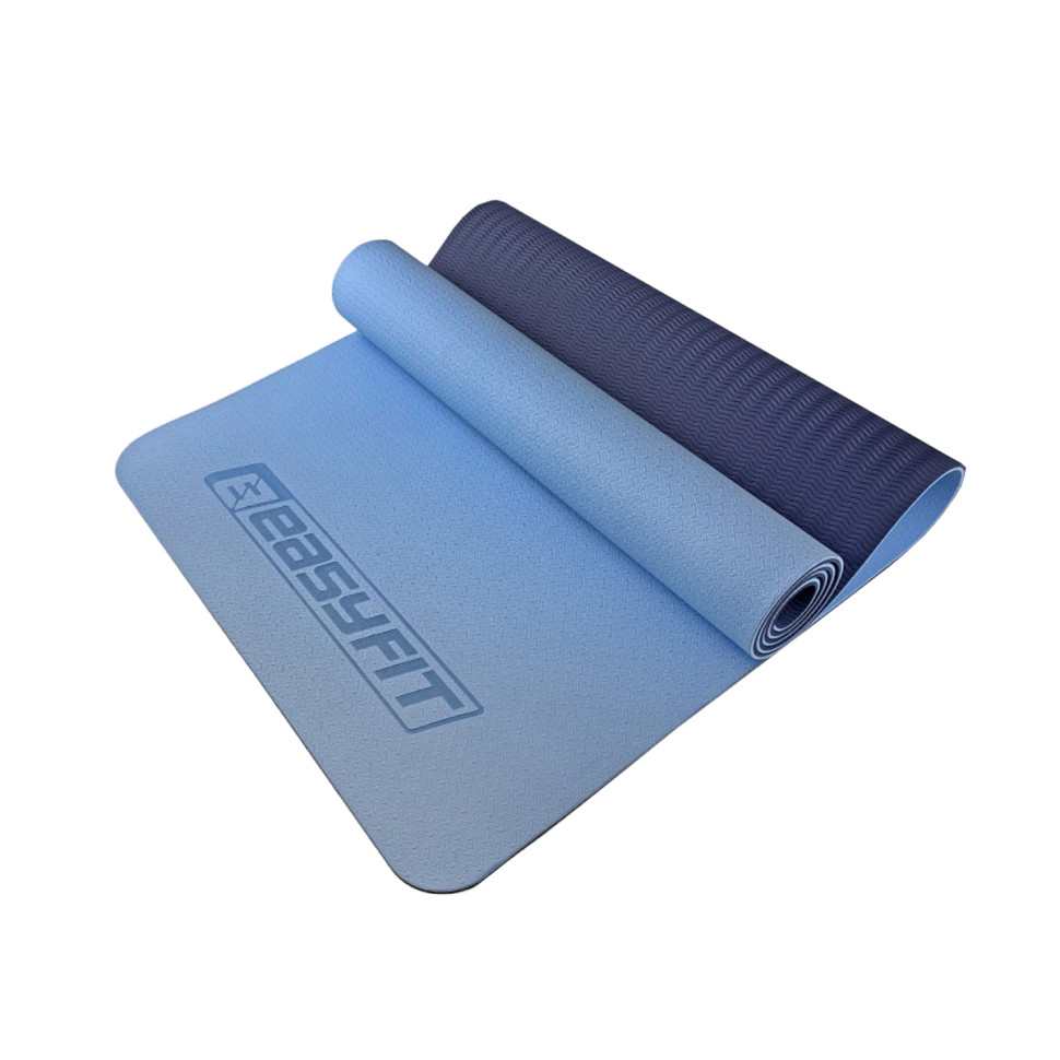 Килимок для йоги та фітнесу двошаровий EasyFit EF-1924s-LBBL 6 мм, блакитно-синій